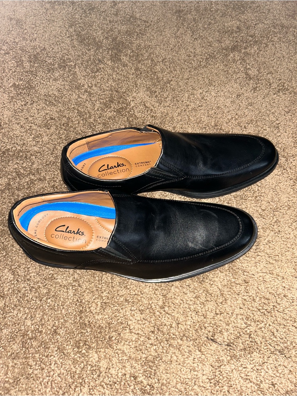 Clarks Markman Plain Black Leather Slip-on Loafer Shoe Mens Size 9M